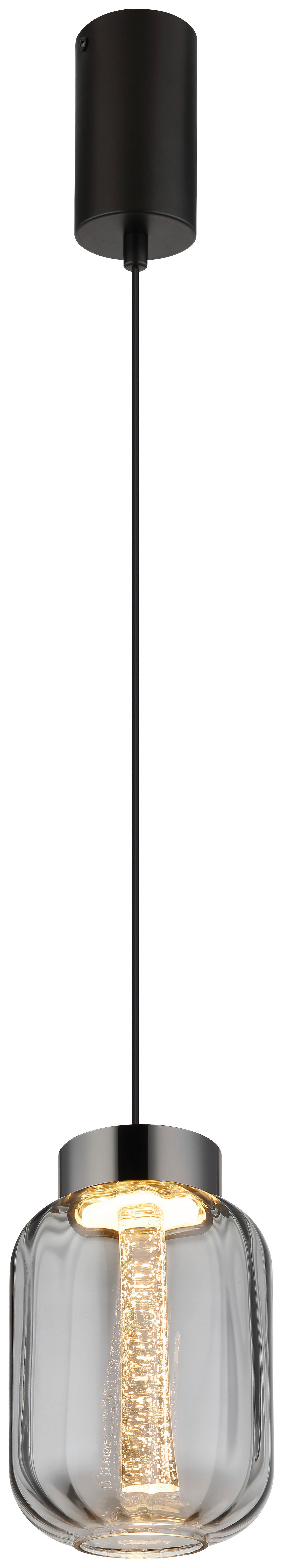 GLOBO LED-Pendelleuchte Rauch schwarz Metall Glas H/D: ca. 150x15 cm FLUORO - schwarz/Rauch (15,00/150,00cm) - GLOBO