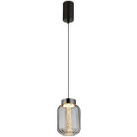 GLOBO LED-Pendelleuchte Rauch schwarz Metall Glas H/D: ca. 150x15 cm FLUORO - schwarz/Rauch (15,00/150,00cm) - GLOBO