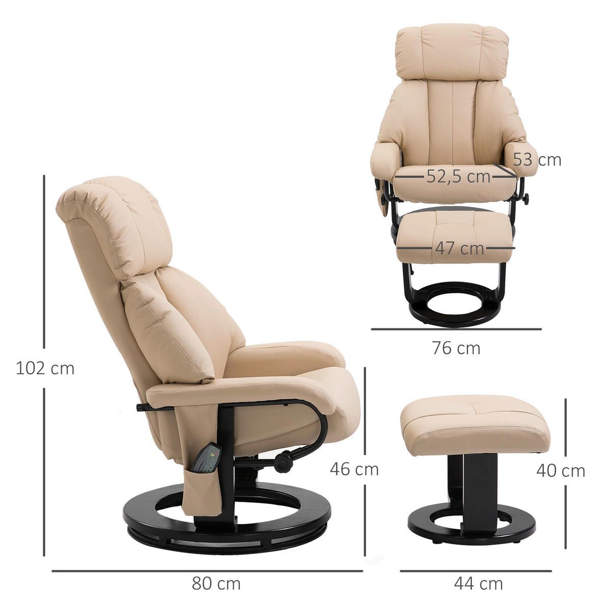 HOMCOM Relaxsessel 700-008V02CW B/H: ca. 80x102 cm 700-008V02CW - (80,00/102,00cm) - HOMCOM