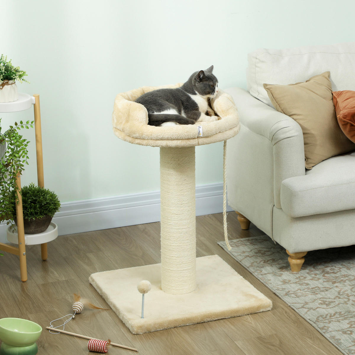 PawHut Kratzbaum beige Plüsch B/H/L: ca. 55x83x55 cm Kratzbaum - beige (55,00/55,00/83,00cm) - PawHut