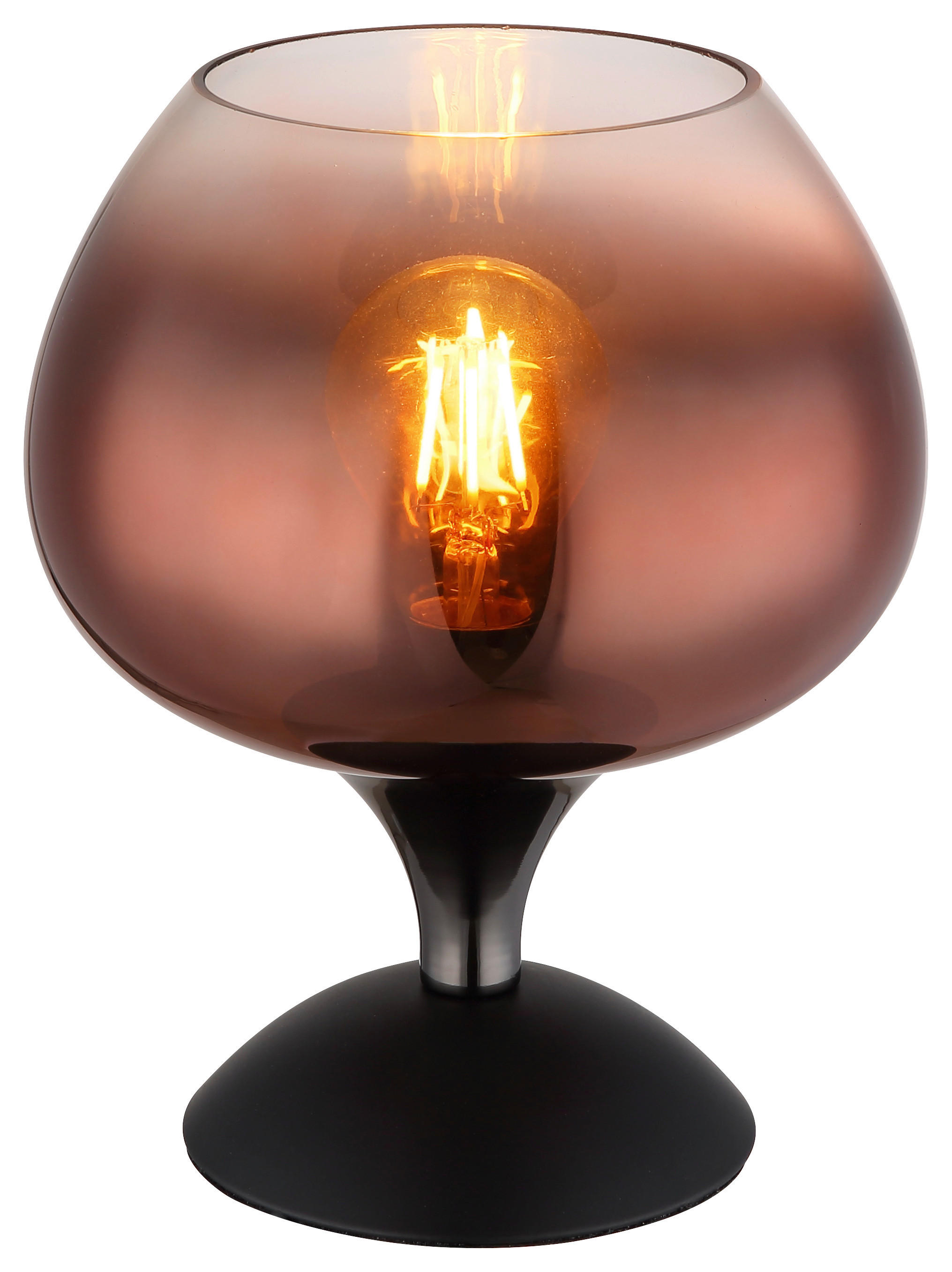 GLOBO Tischleuchte schwarz Kupfer Glas Metall H/D: ca. 20,5x15 cm E27 1 Brennstellen MAXY - schwarz/Kupfer (15,00/20,50cm) - GLOBO
