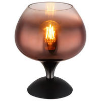 GLOBO Tischleuchte schwarz Kupfer Glas Metall H/D: ca. 20,5x15 cm E27 1 Brennstellen MAXY - schwarz/Kupfer (15,00/20,50cm) - GLOBO
