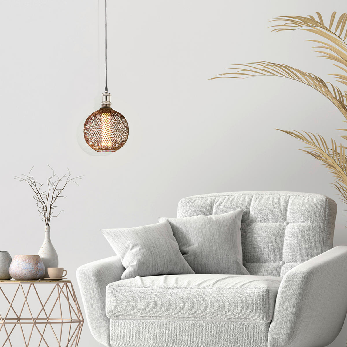 Searchlight Leuchtmittel E27 Wire Mesh - schwarz (12,00/12,00/15,00cm) - Searchlight