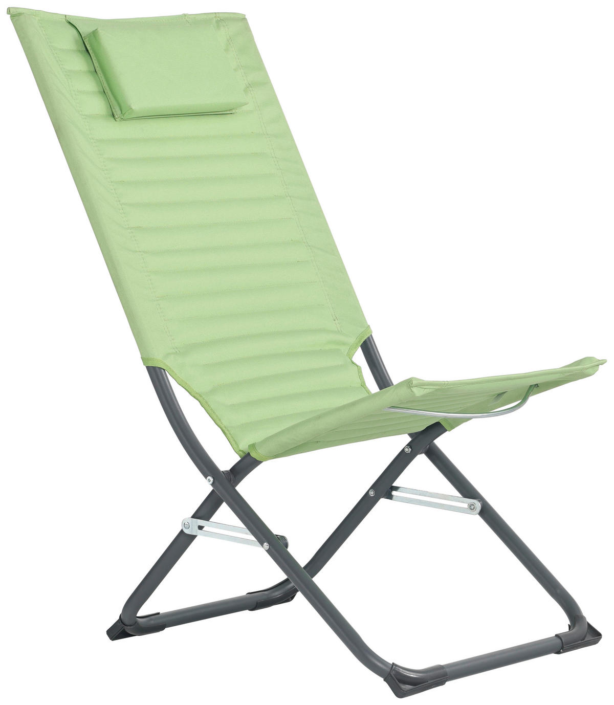 POCOline Campingstuhl dunkelgrau Stahlrohr B/H/L: ca. 70x86x48 cm Campingstuhl_mit_Kopfkissen - dunkelgrau/grün (48,00/70,00/86,00cm) - POCOline