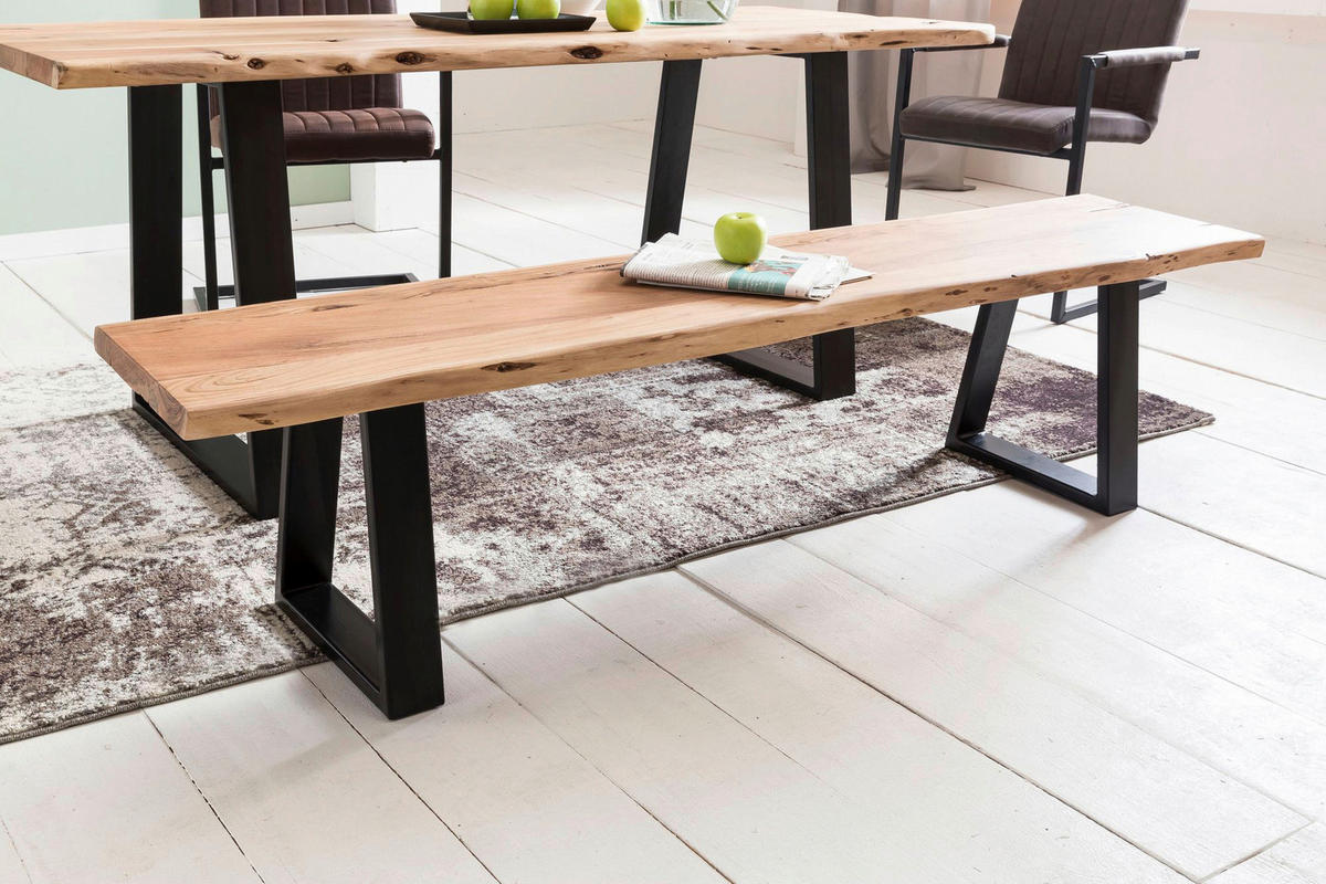 Sitzbank natur schwarz B/H/T: ca. 180x45x40 cm Sitzbank - natur/schwarz (180,00/45,00/40,00cm) - Wohnling
