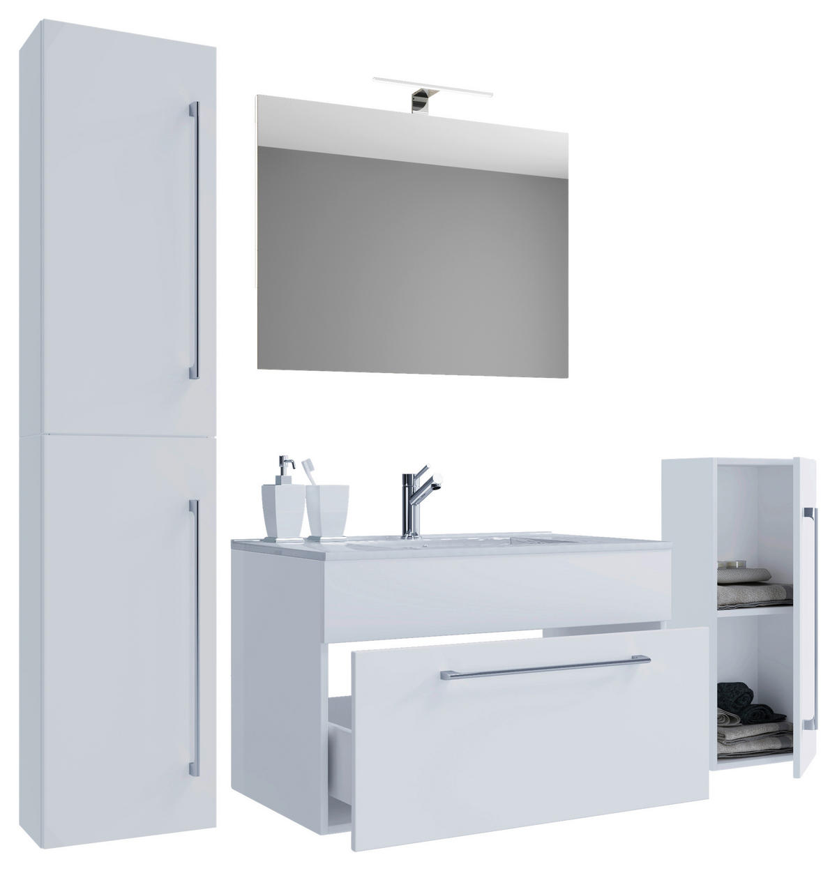 Regal Lona I buche Nachbildung weiß B/H/T: ca. 35x183x37 cm Lona I - weiß/buche (35,00/183,00/37,00cm) - VCM Möbel