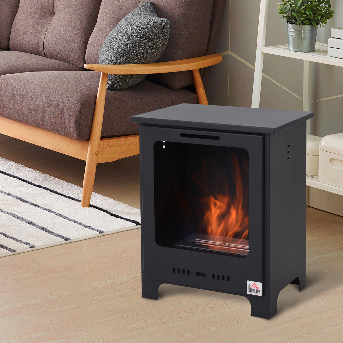 HOMCOM Ethanol-Kamin schwarz Metall B/H/L: ca. 30x50x40 cm Ethanol-Kamin - schwarz (40,00/30,00/50,00cm) - HOMCOM