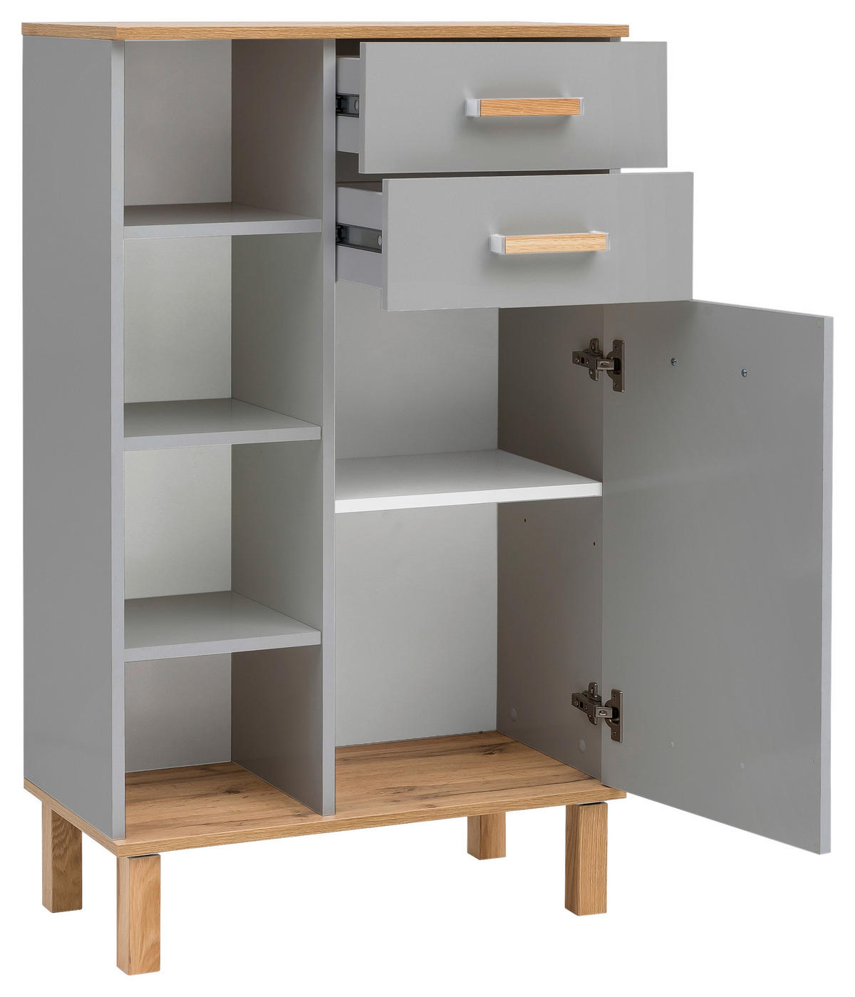 Midischrank Padua grau Eiche Landhaus Nachbildung B/H/T: ca. 67x114,5x35 cm Padua - Eiche/grau (67,00/114,50/35,00cm) - Möbelpartner