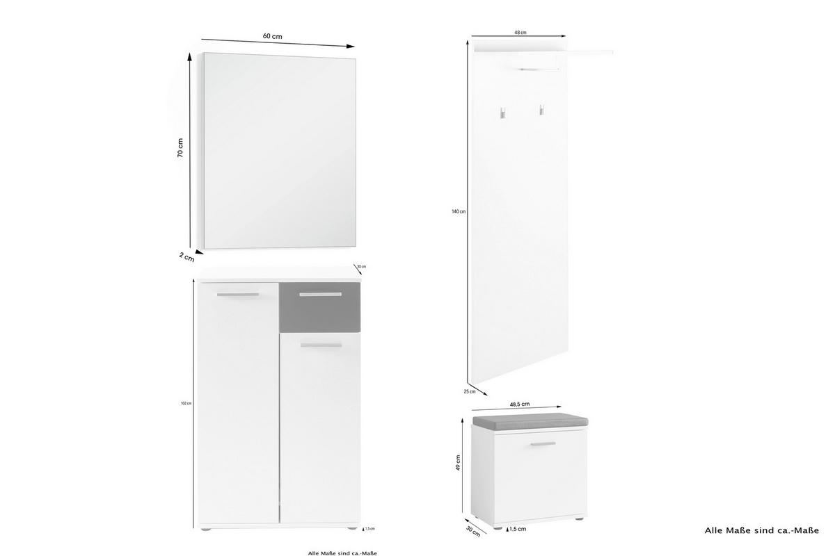 Garderobenset JAKOB Set 4-tlg. anthrazit JAKOB Set 4-tlg. - anthrazit - byLIVING