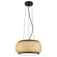 GLOBO Pendelleuchte natur mattschwarz Bambus Metall H/D: ca. 120x38 cm 1.0 Brennstellen BAMBORA - natur/mattschwarz (38,00/120,00cm) - GLOBO