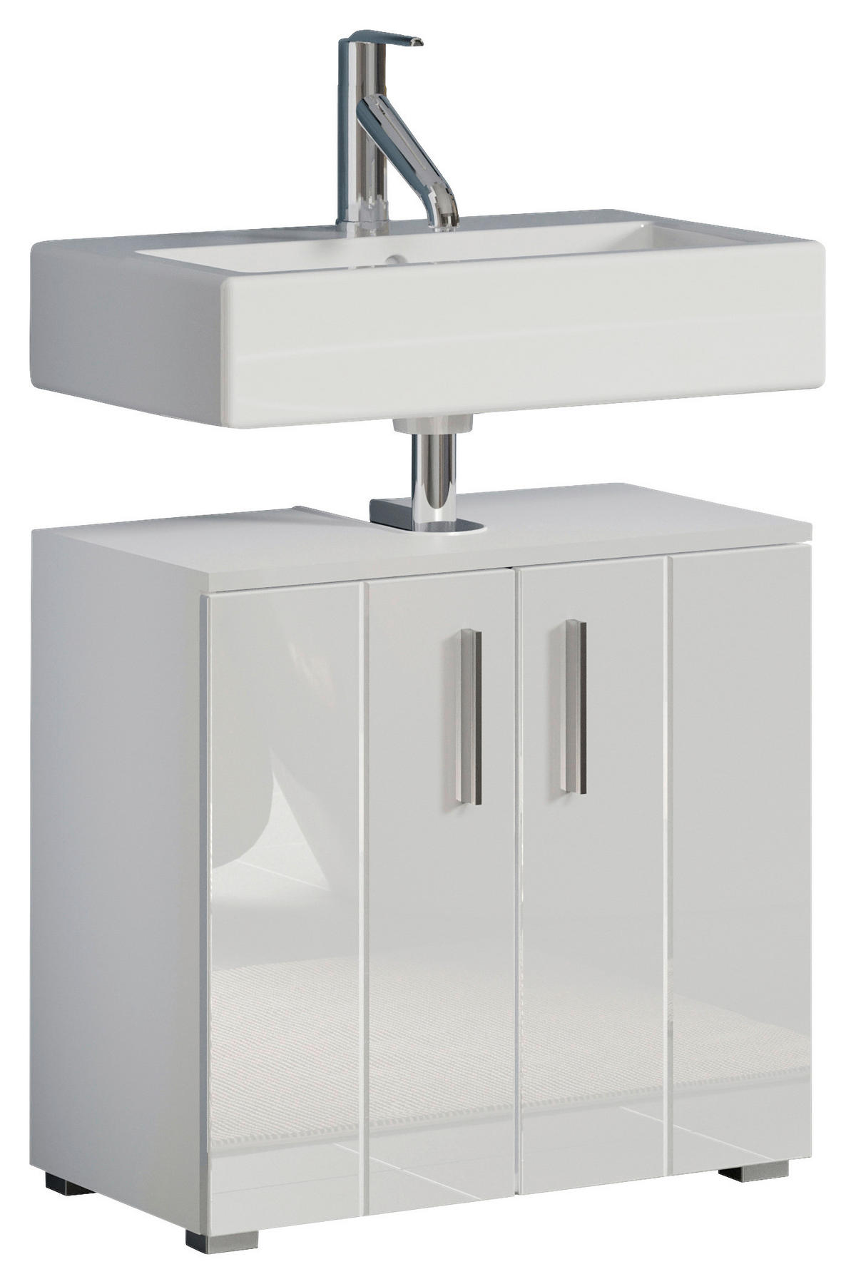 Waschbeckenunterschrank Wons weiß Hochglanz weiß matt B/H/T: ca. 60x58x34 cm Wons - weiß (60,00/58,00/34,00cm) - Trendteam