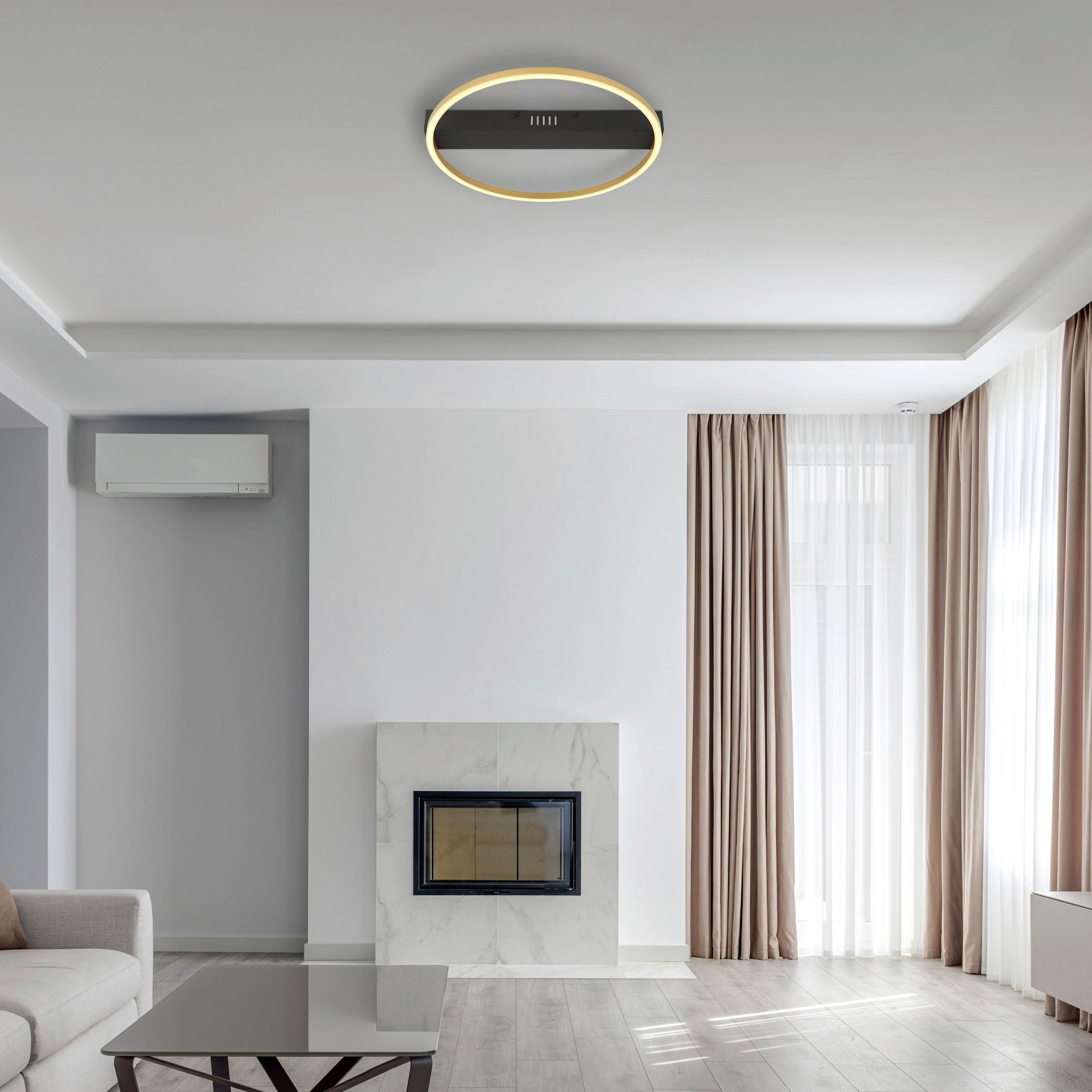 GLOBO Deckenleuchte gold Opal schwarz Metall Acryl B/H/L: ca. 39,4x5,3x40 cm 1 Brennstellen Luffy - gold/schwarz (40,00/39,40/5,30cm) - GLOBO