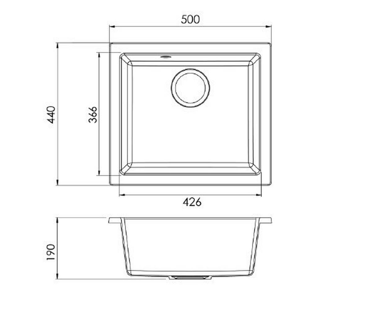 Respekta Einbauspüle Ohio 50 x 44 G Beton grau Mineralite B/H/T: ca. 44x19x50 cm Ohio 50 x 44 G - Beton/grau (44,00/19,00/50,00cm) - Respekta