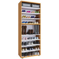 Schuhregal Lona buche Nachbildung weiß B/H/T: ca. 70x183x37 cm Lona - weiß/buche (70,00/183,00/37,00cm) - VCM Möbel