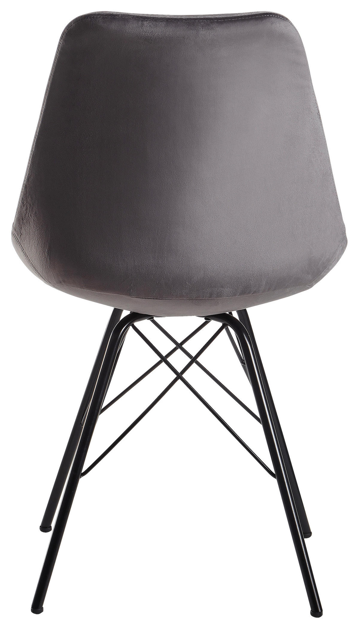Stuhl 2er.-Set. grau Samt Eisen B/H/T: ca. 58x86x48 cm 2er.-Set. - grau (58,00/86,00/48,00cm) - Wohnling