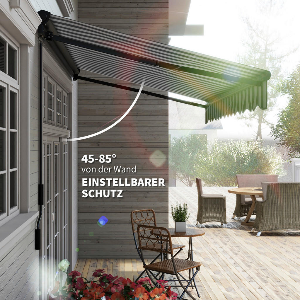 Thumbnail - Outsunny Gelenkarmmarkise weiß B/H/L: ca. 250x150x350 cm