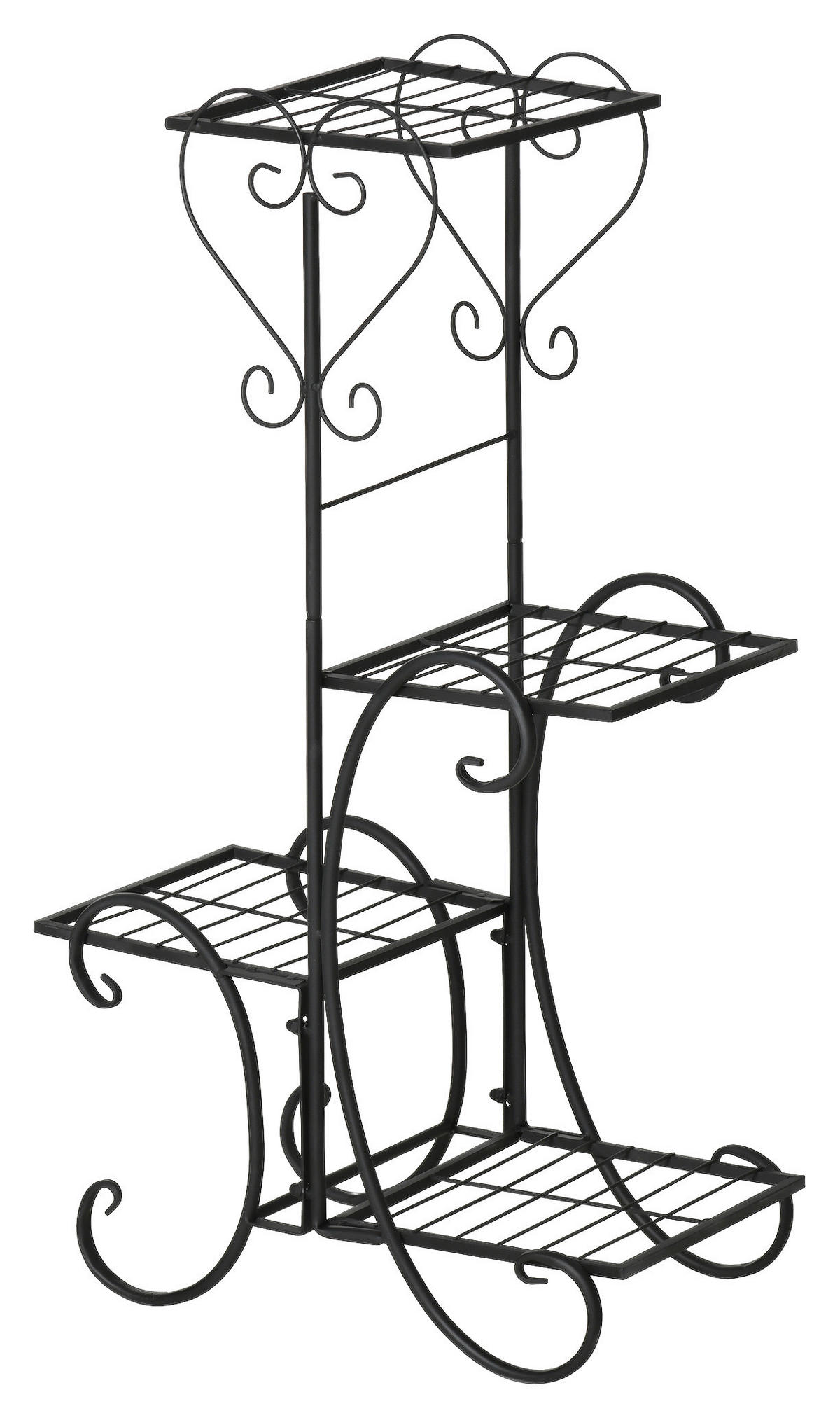 Outsunny Blumenregal schwarz Metall B/H/L: ca. 25x80x45 cm Blumenregal - schwarz (45,00/25,00/80,00cm) - Outsunny