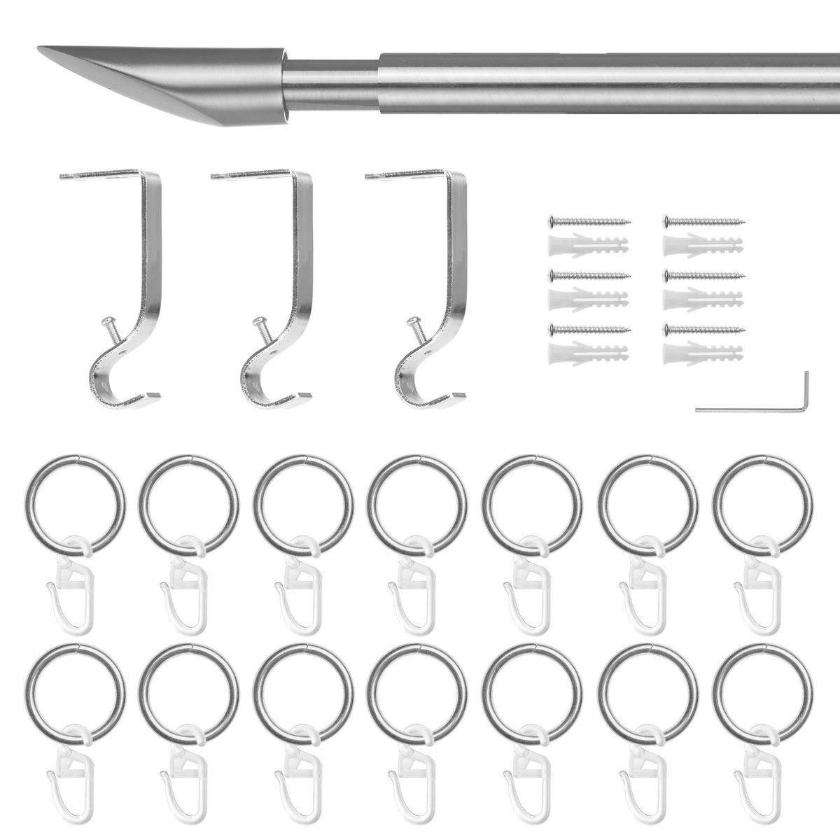 LICHTBLICK Gardinenstange Lipstick Chrom Metall D: ca. 2 cm ausziehbar von ca. 130 bis 240 cm 1.0 Läufe Lipstick - Chrom (2,00cm) - LICHTBLICK