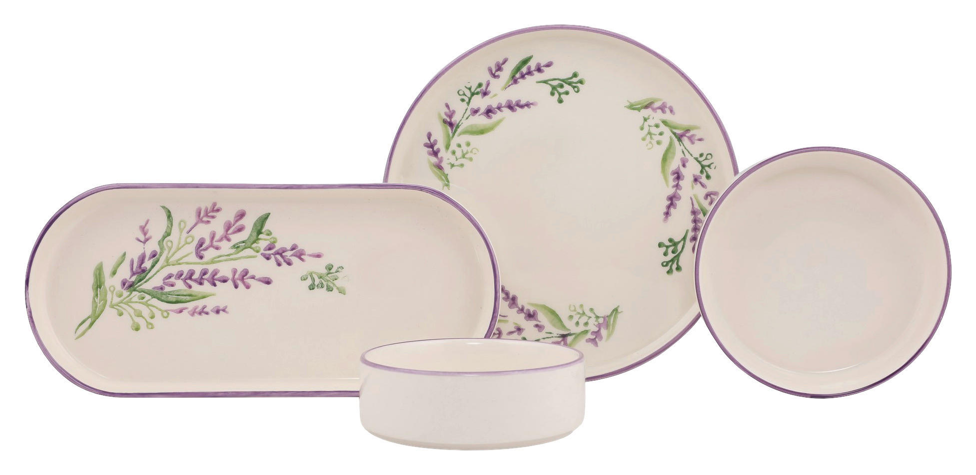 HermiaConcept Frühstücksservice Lavanta grün Keramik 14 tlg. Lavanta - weiß/grün - HermiaConcept