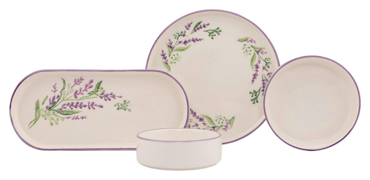 HermiaConcept Frühstücksservice Lavanta grün Keramik 14 tlg. Lavanta - weiß/grün - HermiaConcept