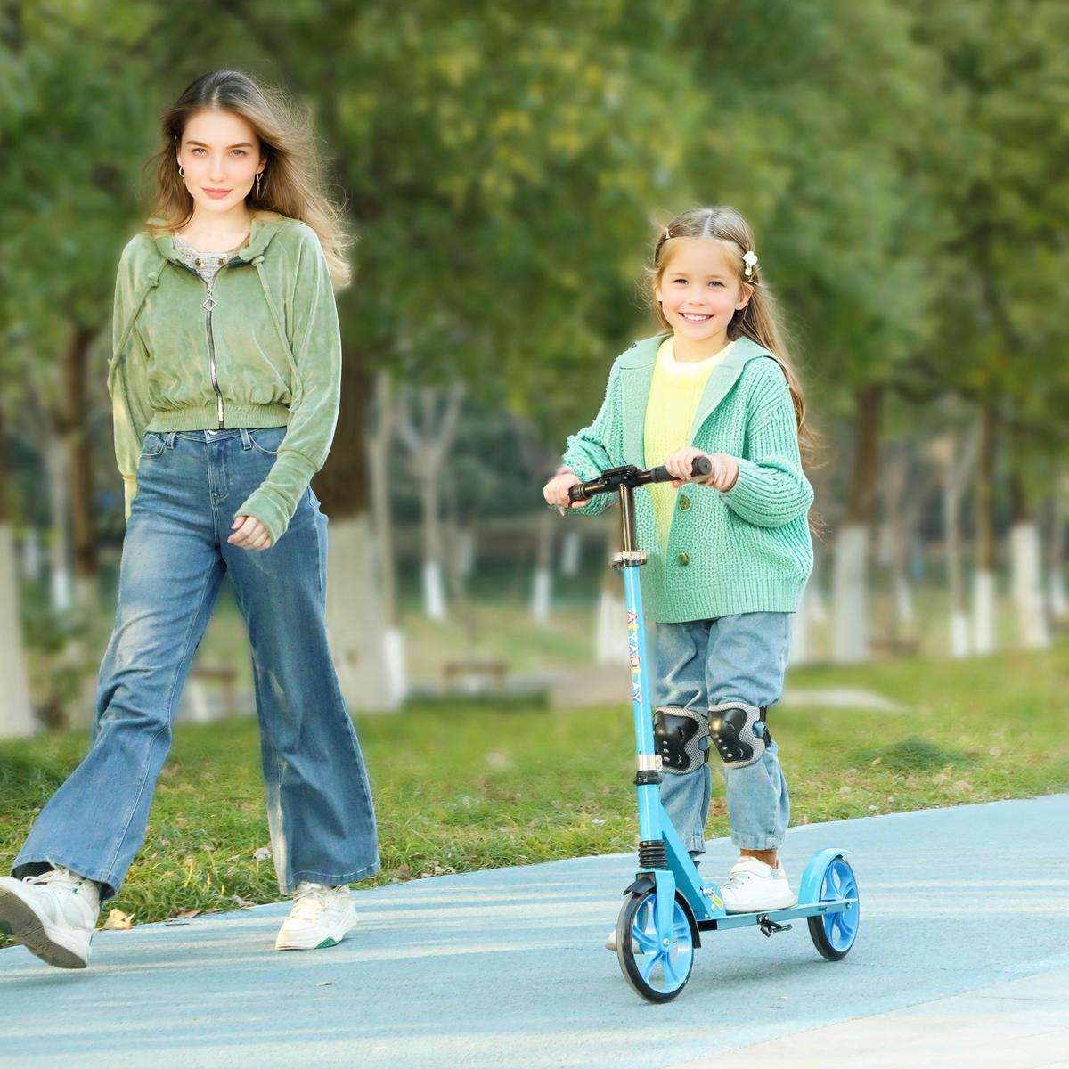 AIYAPLAY Kinderscooter blau B/H/L: ca. 38x103x94 cm Kinderscooter - blau (94,00/38,00/103,00cm) - AIYAPLAY