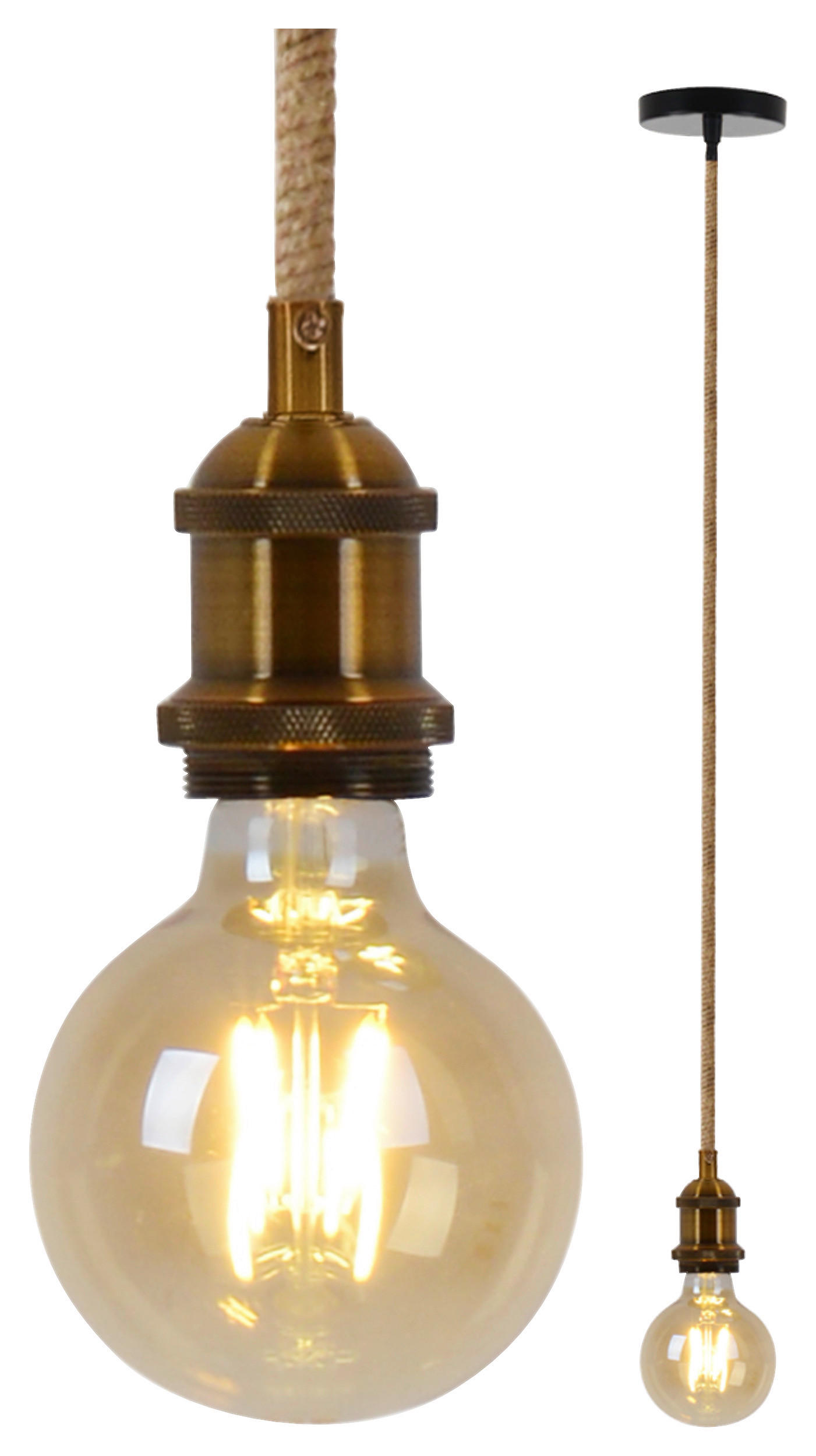 Näve Leuchten Pendelleuchte 127444 altmessing Textil Metall B/H/T: ca. 10x96x10 cm E27 1 Brennstellen Ontario - altmessing (10,00/96,00/10,00cm) - Näve Leuchten