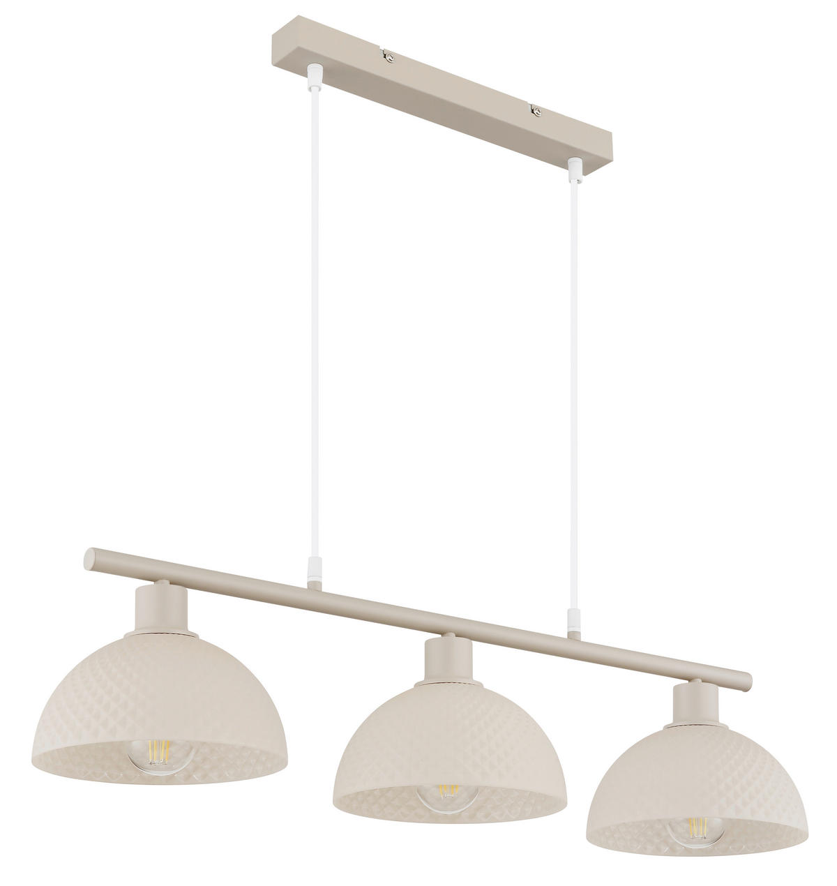 GLOBO Pendelleuchte sand champagner weiß Glas Metall PVC B/H/L: ca. 20x120x77 cm E27 3 Brennstellen SELMA - sand/weiß (77,00/20,00/120,00cm) - GLOBO