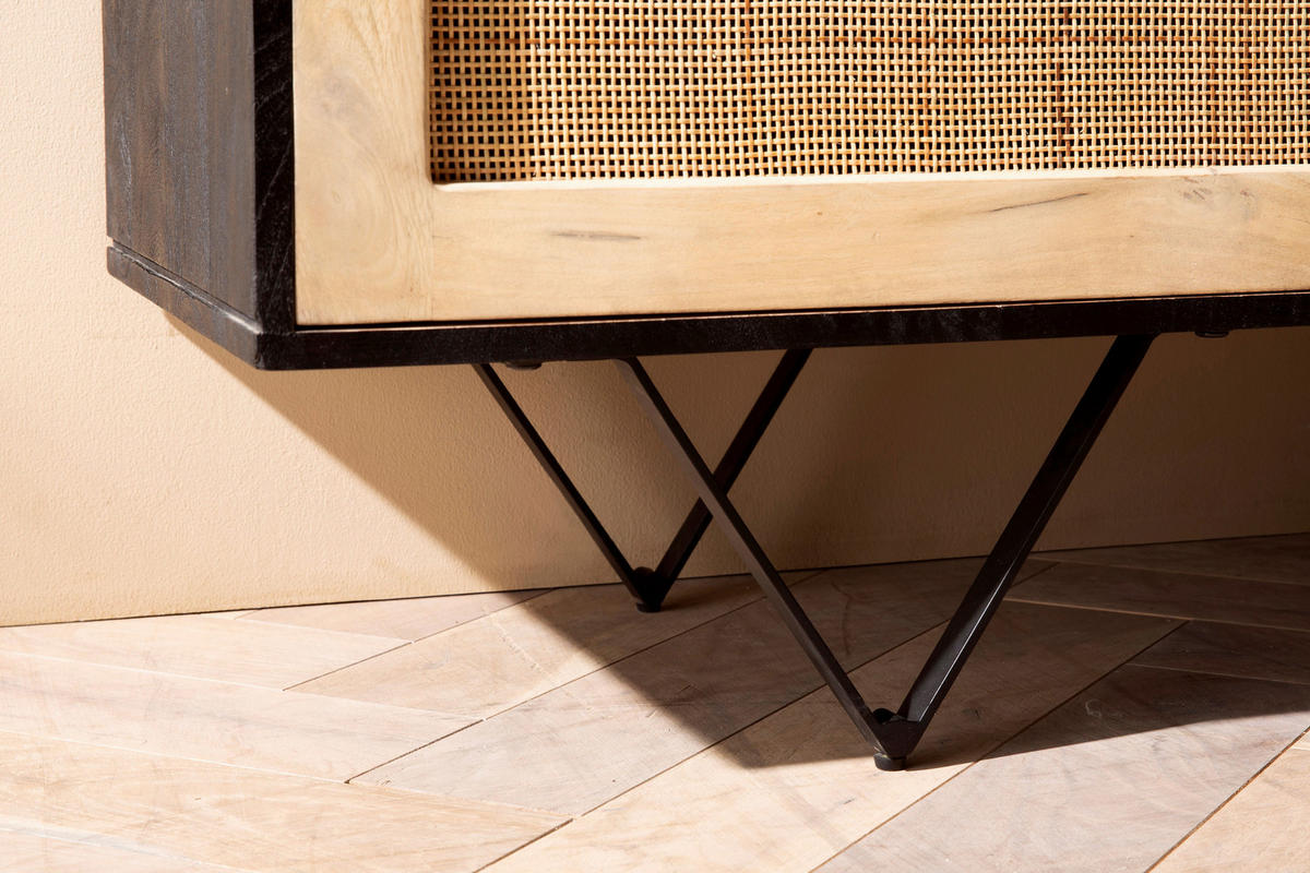 Sideboard schwarz B/H/T: ca. 175x75x45 cm Sideboard - schwarz (175,00/75,00/45,00cm) - Wohnling