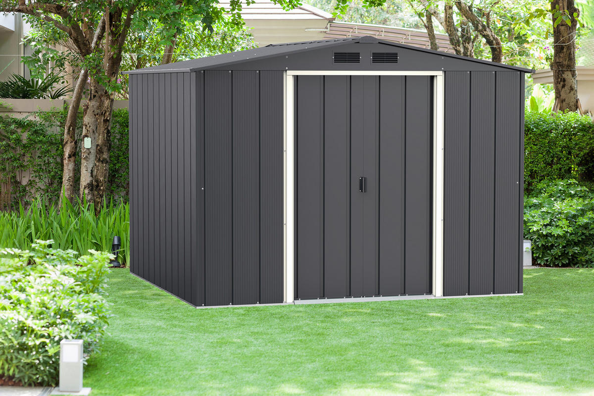 VCM Gerätehaus anthrazit B/H/L: ca. 262x191x234 cm Gerätehaus mit Schiebetür - anthrazit (234,00/262,00/191,00cm) - VCM