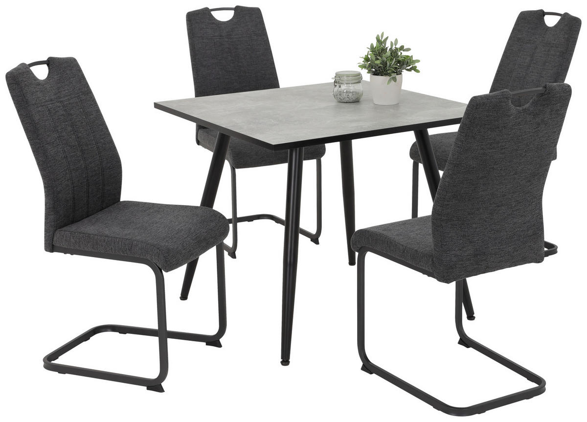 Stuhl 4er Set BRITTA anthrazit grau Microfaser Metall B/H/T: ca. 44x100x59 cm 4er Set BRITTA - anthrazit/grau (44,00/100,00/59,00cm) - Hela