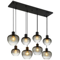GLOBO Pendelleuchte TOY 30140808 schwarz Rauch Metall Glas B/H/L: ca. 110x120x42 cm E27 8 Brennstellen TOY - schwarz/Rauch (42,00/110,00/120,00cm) - GLOBO
