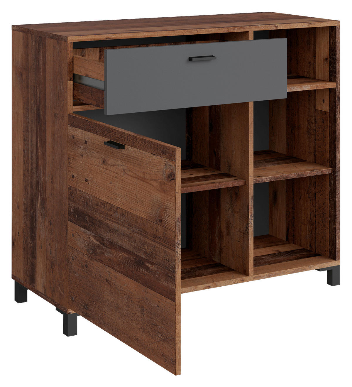 Sideboard JACKSON Eiche Old Wood Nachbildung anthrazit B/H/T: ca. 98x85x40 cm JACKSON - Eiche/anthrazit (98,00/85,00/40,00cm) - byLIVING