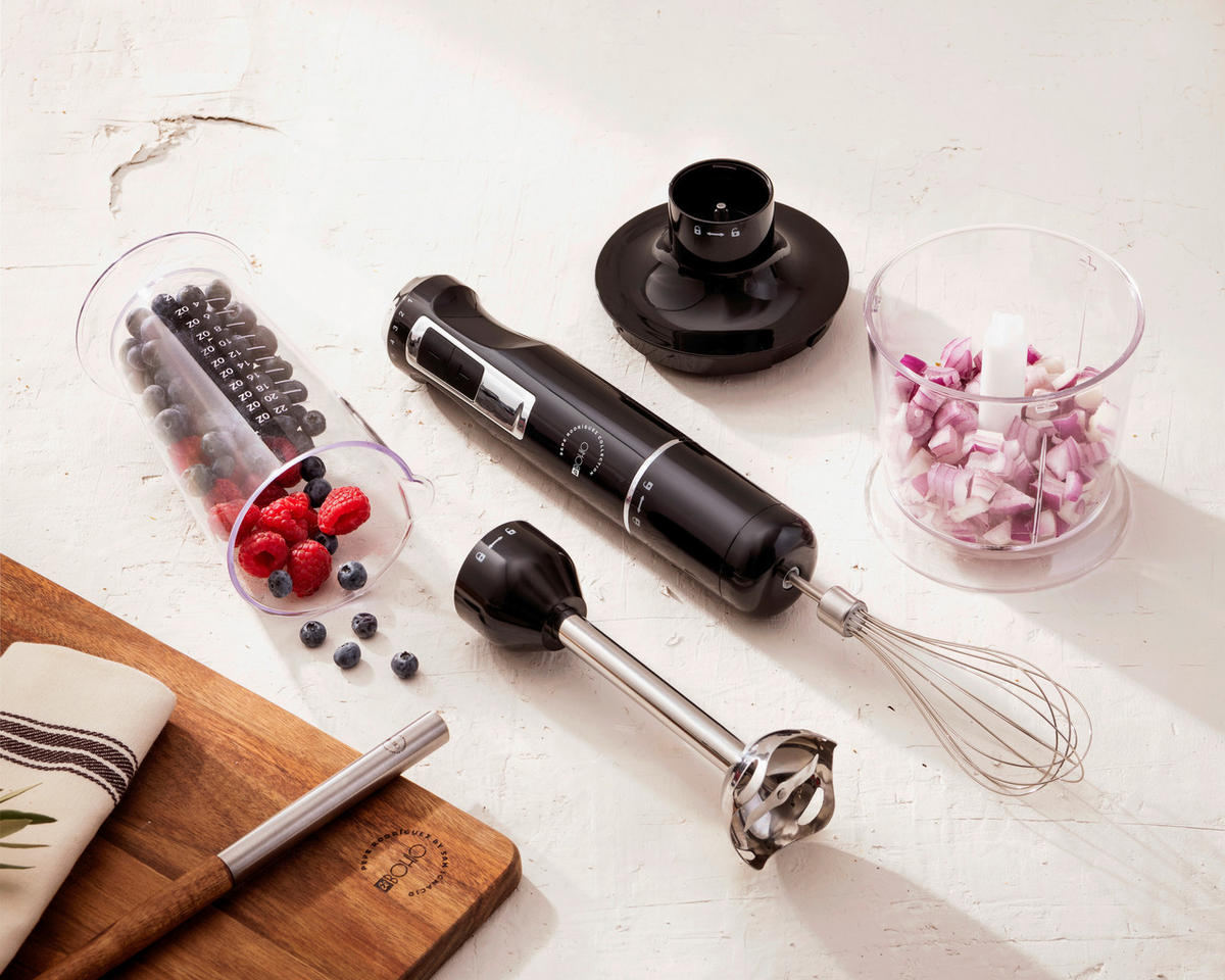 BERGNER Stabmixerset schwarz silber Edelstahl EL BOHIO - schwarz/silber - BERGNER