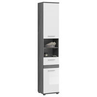 Hochschrank BLAKE Rauchsilber Nachbildung weiß Hochglanz B/H/T: ca. 35x191x31 cm BLAKE - weiß (35,00/191,00/31,00cm) - xonox.home