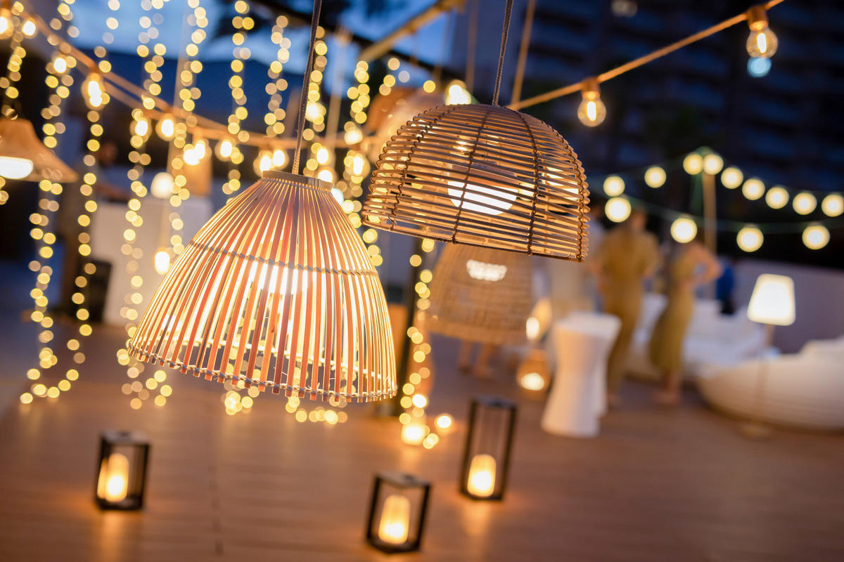 NewGarden LED-Pendelleuchte beige Rattan B/H/L: ca. 43,5x30,5x43,5 cm 1.0 Brennstellen REONA 30 - beige (43,50/43,50/30,50cm) - NewGarden