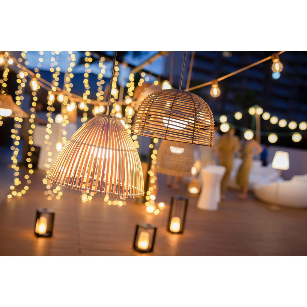 Thumbnail - NewGarden LED-Pendelleuchte beige Rattan B/H/L: ca. 43,5x30,5x43,5 cm 1.0 Brennstellen