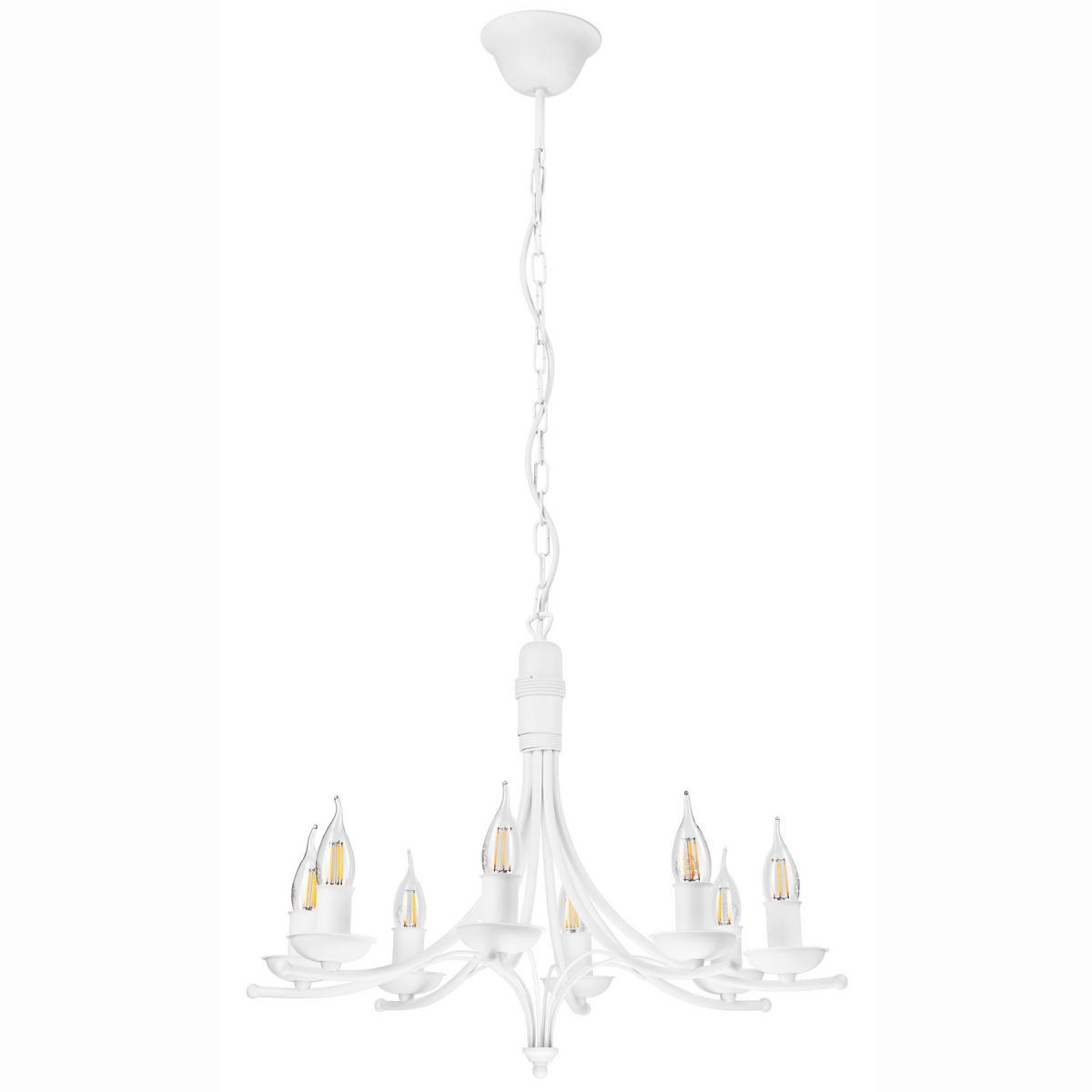 Lamkur Pendelleuchte LUCY 44187 weiß Stahl H/L: ca. 100x58 cm E14 8 Brennstellen Lucy - weiß (58,00cm) - Lamkur