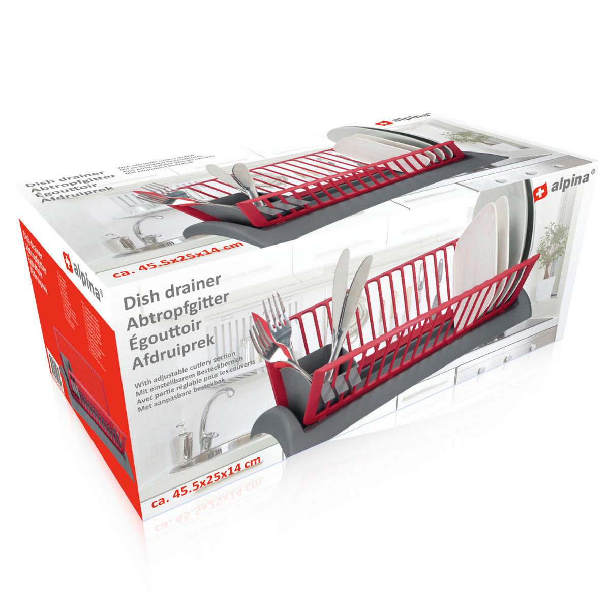 alpina Abtropgestell grau Abtropfgestell - rot/grau (46,50/26,00/14,00cm) - alpina