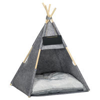 PawHut Haustierzelt m. weichem Kissen grau Polypropylen B/H/L: ca. 58x58x80 cm Haustierzelt - grau (80,00/58,00/58,00cm) - PawHut
