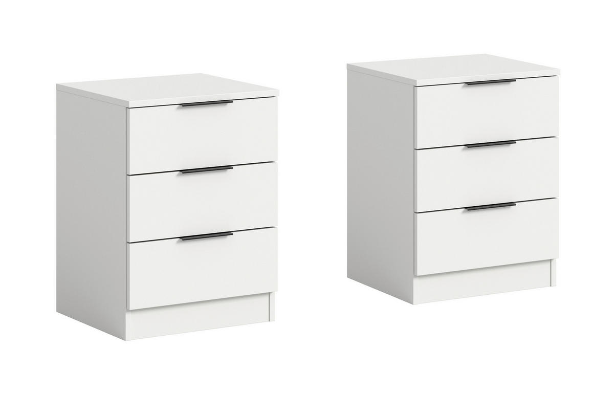 Nachtkonsolen KOPENHAGEN, Set weiß B/H/T: ca. 45x60x40 cm KOPENHAGEN, Set - weiß (45,00/60,00/40,00cm) - xonox.home