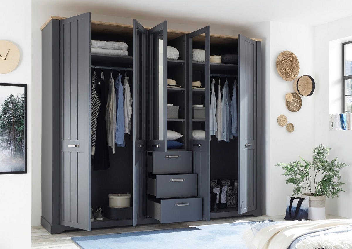 Kleiderschrank Elastir Graphit Eiche Artisan Nachbildung B/H/T: ca. 270x225x62 cm Elastir - Eiche/Graphit (270,00/225,00/62,00cm)