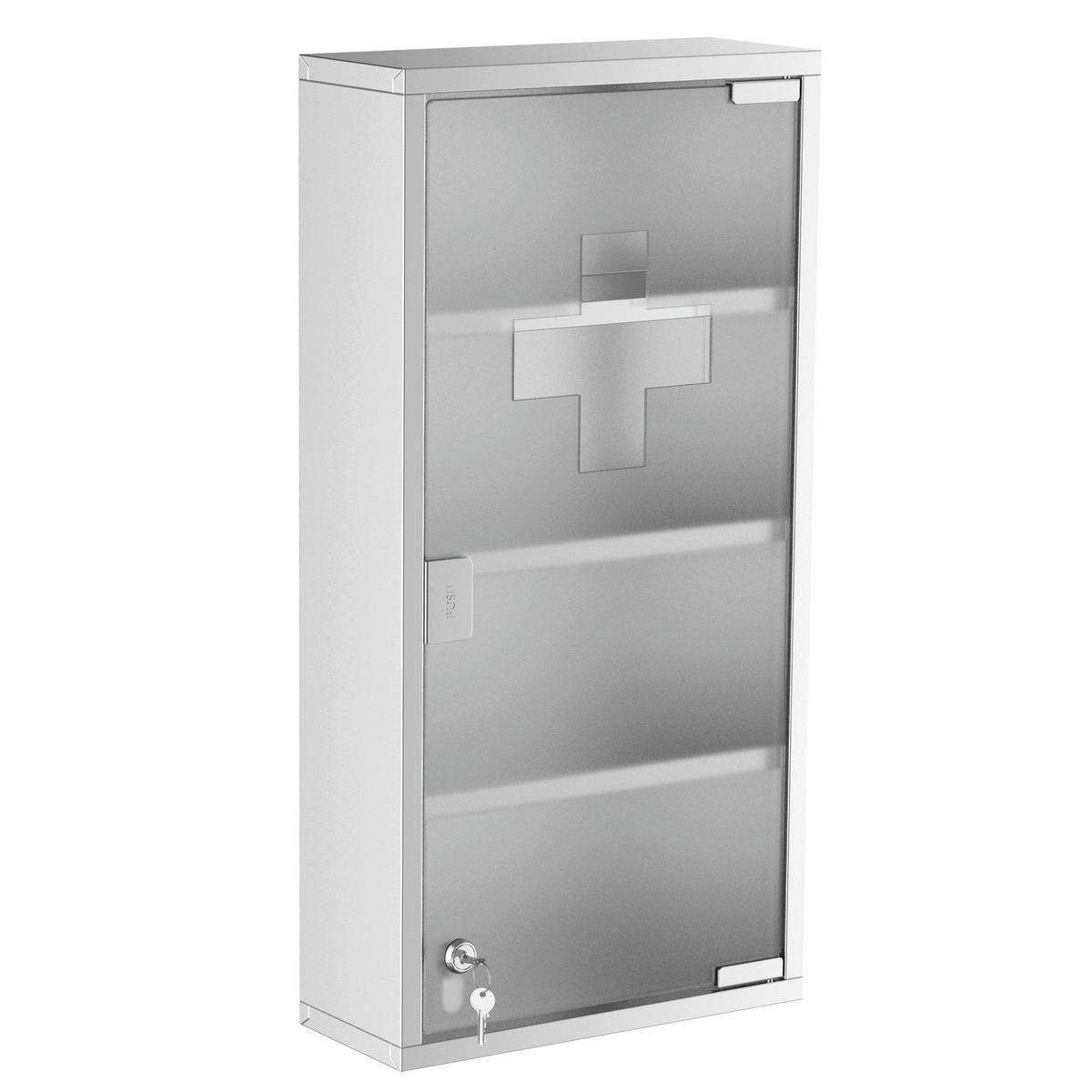 HOMCOM Medizinschrank silber Glas B/H/L: ca. 12x30x60 cm Medizinschrank - silber (60,00/12,00/30,00cm) - HOMCOM