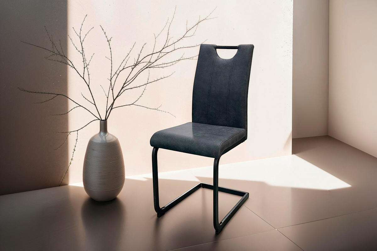 Stuhl BANFF 2er-Set. anthrazit Microfaser B/H/T: ca. 42x97x58 cm BANFF 2er-Set. - schwarz/anthrazit (42,00/97,00/58,00cm) - byLIVING