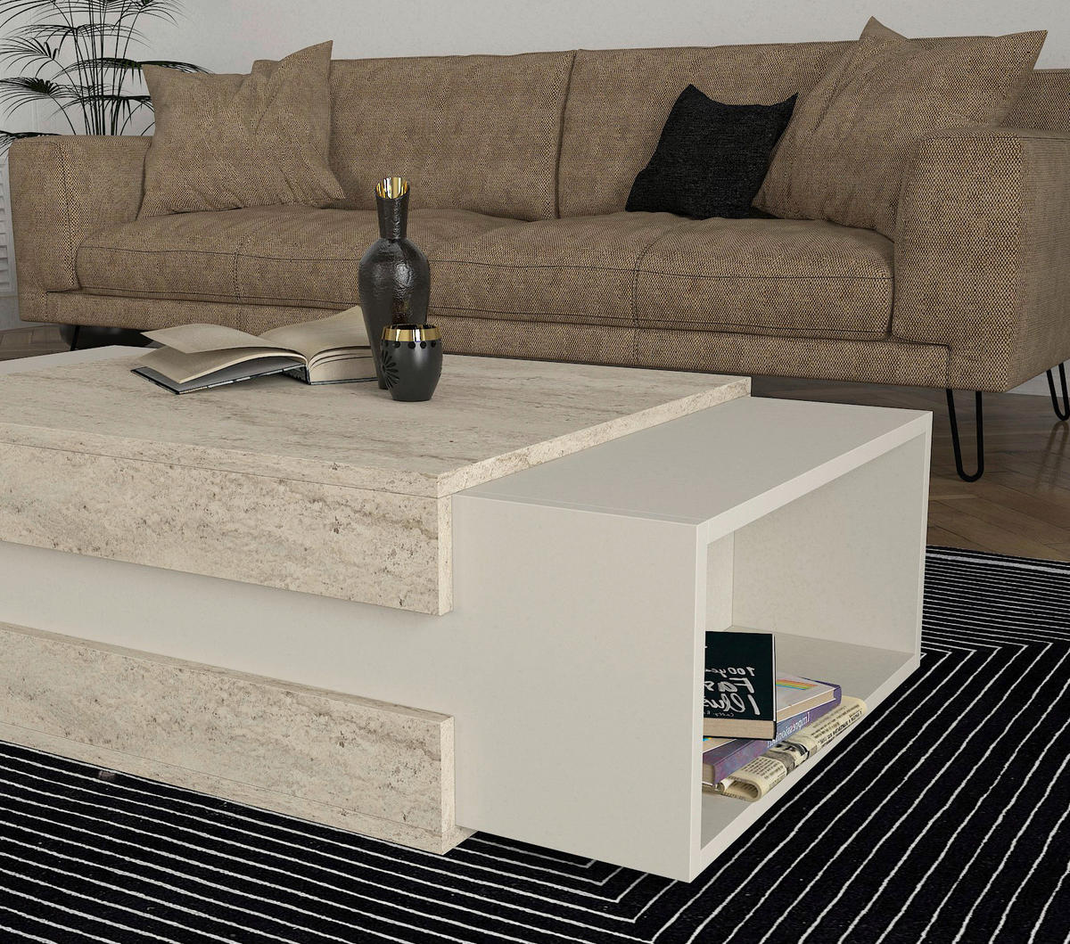 Couchtisch Nora beige granit Optik B/H/T: ca. 110x57x31 cm Nora - beige/granit (110,00/57,00/31,00cm) - moebel17