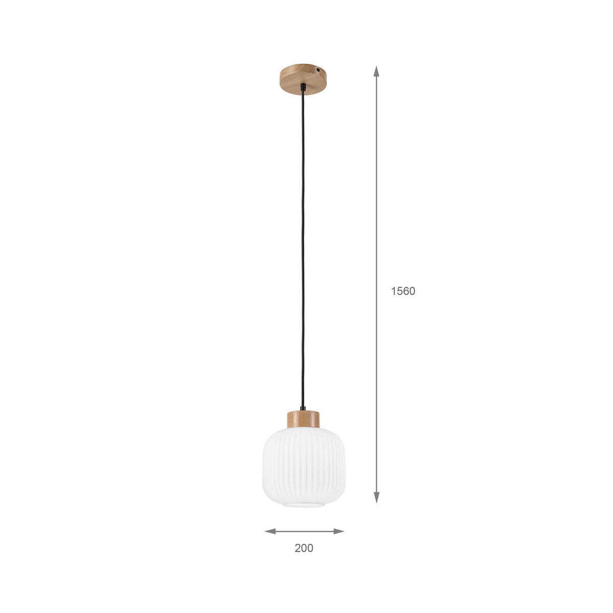 Lamkur Hängeleuchte weiß Eiche Glas Holz B/H/L: ca. 20x105x20 cm 1.0 Brennstellen HARMONY - Eiche/weiß (20,00/20,00/105,00cm) - Lamkur