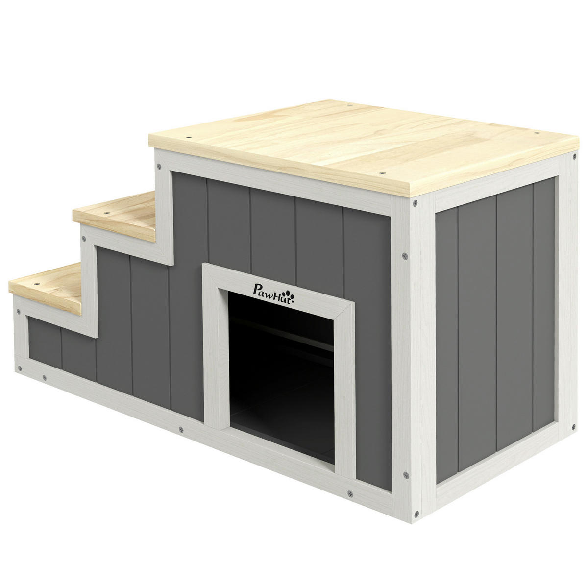 PawHut Hundetreppe, Katzentreppe natur Polypropylen B/H/L: ca. 38,5x79x45 cm Haustiertreppe - natur/grau (45,00/38,50/79,00cm) - PawHut