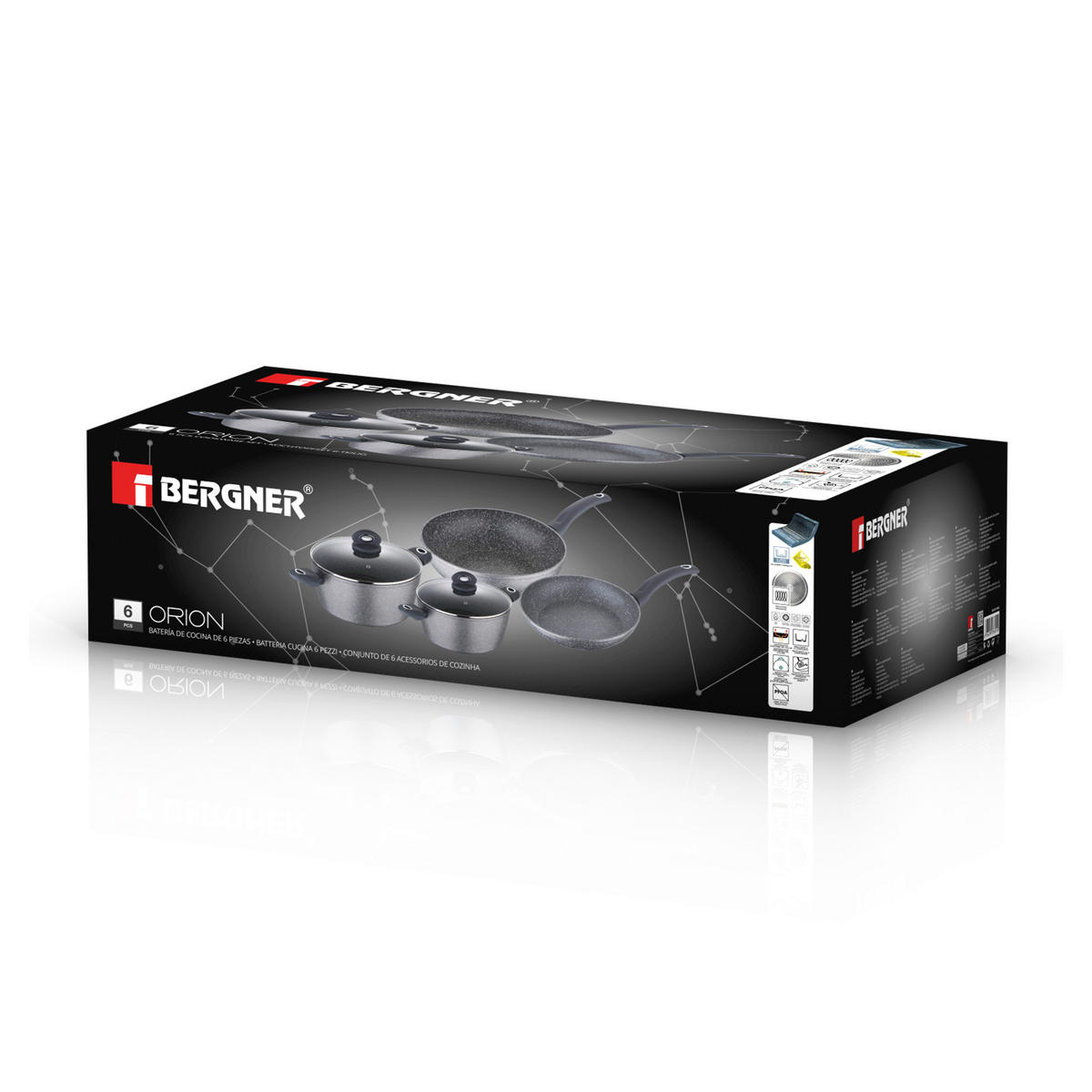 BERGNER Topfset Orion grau Aluminium 6 tlg. Orion - grau - BERGNER