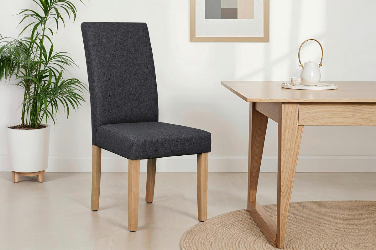 Stuhl ELIAS dunkelgrau natur Stoff B/H/T: ca. 47x99,5x60 cm ELIAS - natur/dunkelgrau (47,00/99,50/60,00cm) - byLIVING