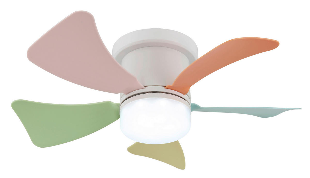 GLOBO Deckenventilator bunt weiß Opal H/D: ca. 13x40,6 cm max. 10 W Hines - weiß/bunt (40,60/13,00cm) - GLOBO