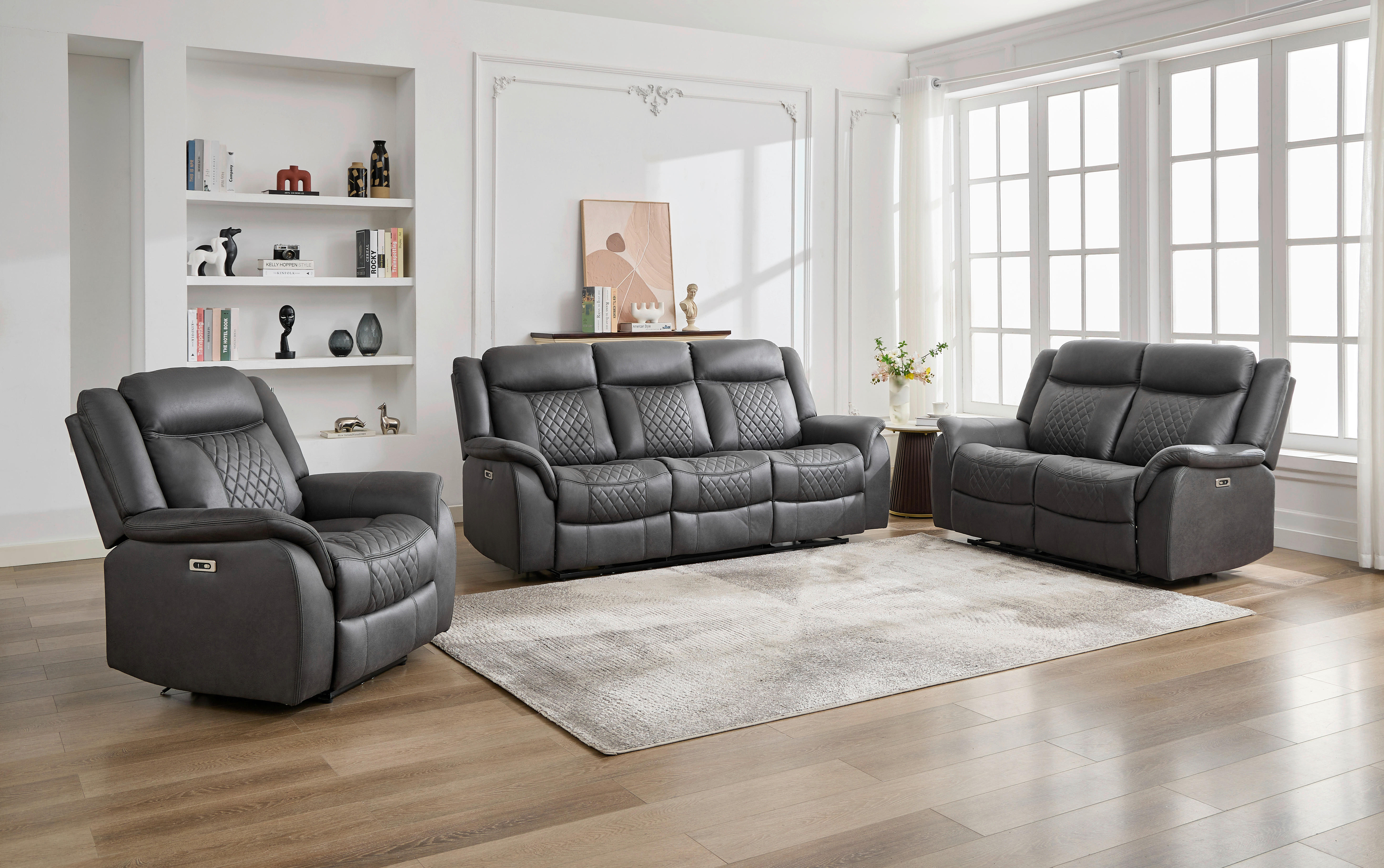 Sofa Pedro grau Microfaser B/H/T: ca. 220x108x94 cm Pedro - schwarz/grau (220,00/108,00/94,00cm)